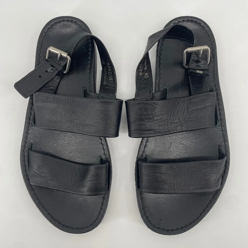 Donald J Pliner Mane 01 Sandals Mens 8 Black Leather Slingback Italian Made